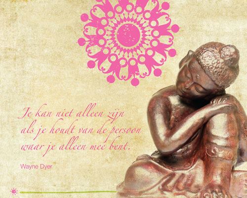 Buddha met spreuk